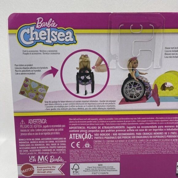 Mattel Barbie Chelsea Doll & Wheelchair Blonde hair Sunglasses ramp Kids Doll - Picture 3 of 7